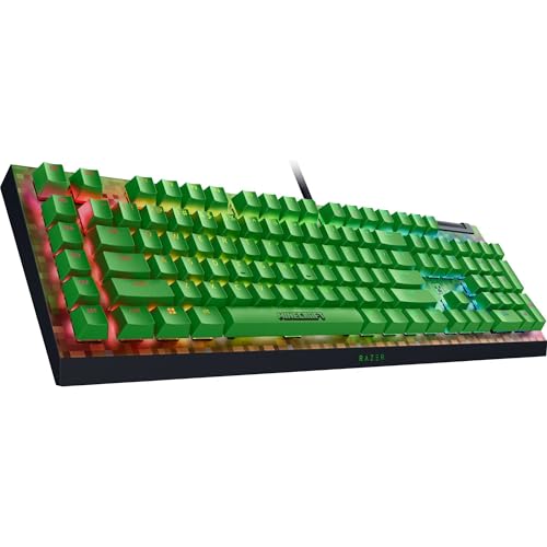 Razer BlackWidow V4 X Mechanical Gaming Keyboard, Minecraft Edition | Green Switches Tactile & Clicky, 6 Macro Keys, Chroma RGB, Doubleshot ABS Keycaps, Sound Dampening & Stabilizers - color: Minecraft Edition