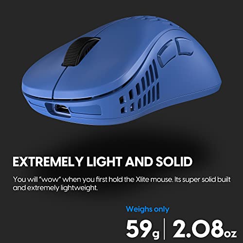 Pulsar Gaming Gears - Xlite V2 Wireless Gaming Mouse, Ultra Lightweight, 2.1 oz (59 g), Ergonomic 2.4 Ghz 1 ms 20000 DPI Optical Sensor PAW3370 Domestic Genuine Product (Medium, Wireless, Blue) - color: Blue, size: Medium, style: Xlite V2