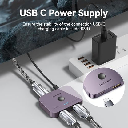VENTION 8K HDMI Switch, 4K@120Hz HDMI Splitter Switcher, 2 in 1 Out with LED Indicators, Supports HDR, 3D, Dolby, Compatible with Laptops, PC, Xbox Series, PS5/4/3, Blue Ray, Projector - color: Pink