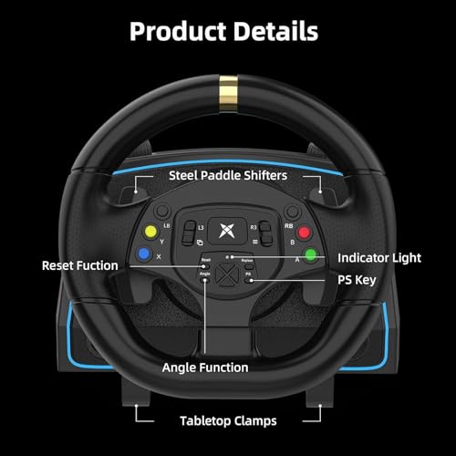 DOYO Gaming Steering Wheel for PC, Xbox One, PS4, Xbox Series X, Switch | 1080° Universal Usb Sim Racing Wheel, Vibration Feedback, Paddle Shifters, Steering Wheel for PC, Xbox Series S, PS3, Switch - color: Black - 1080° Racing Wheel