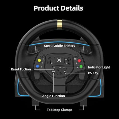 DOYO Gaming Steering Wheel for PC, Xbox One, PS4, Xbox Series X, Switch | 1080° Universal Usb Sim Racing Wheel, Vibration Feedback, Paddle Shifters, Steering Wheel for PC, Xbox Series S, PS3, Switch - color: Black - 1080° Racing Wheel