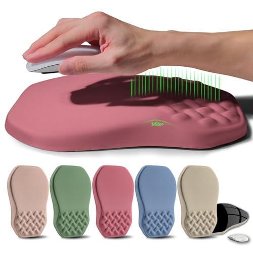 Ergonomic Raised Mouse Pad Wrist Support with Bilateral Slope Memory Foam Mousepad for Wrist Rest and Carpal Tunnel Pain Relief 11.8x7.9〃 Melon Pink - color: Melon Pink