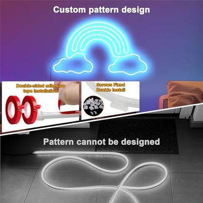 Cozylady RGB Neon Light LED Rope Light,Waterproof Bluetooth APP Remote Control Music Sync Strip Light,24V Flexible DIY Silicone Light for Bedroom Home Indoor Outdoor Decoration - size: 7.5M/25Ft