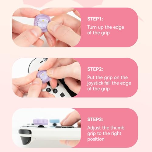 GeekShare Cute Silicone Joy Con Thumb Grip Caps, Joystick Cover Compatible with Switch/OLED/Switch Lite,4PCS - Little Wings - color: Little Wings
