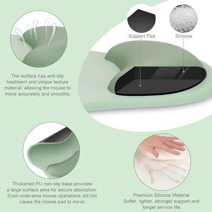 MOSISO Wrist Rest for Mouse Pad Set, Large Gaming Deskpad, Green | Circle Curved Mousepad&Keyboard Wrist Rest&Coaster, Ergonomic Non-Slip Mousepad&Easy Typing Pad with Silicone Lining - color: Green