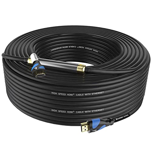 Postta HDMI 케이블(2.2m(75피트) 블루) HDMI 2.0V, 내장 신호 부스터 포함 - 4K, 3D, 1080P, 이더넷, 오디오 리턴 지원 - 1팩 - color: 블루., size: 75FT