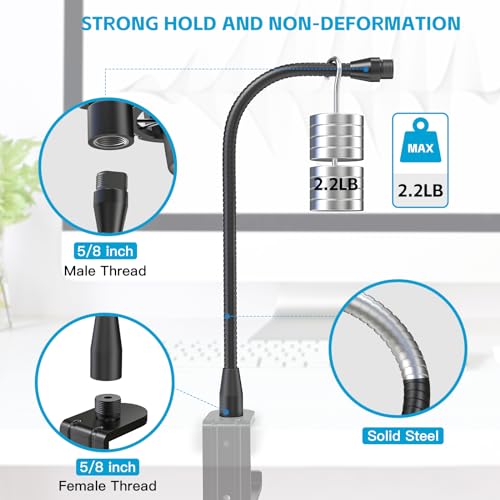 ZealSound Multifunction Metal Hose Arm, 13 inch Microphone Gooseneck, Stand Extension for Mic Floor Stand - size: 13-Inch