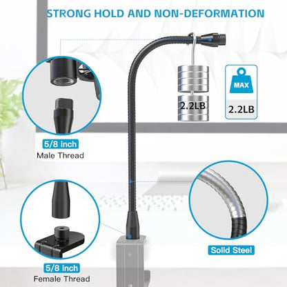 ZealSound Multifunction Metal Hose Arm, 13 inch Microphone Gooseneck, Stand Extension for Mic Floor Stand - size: 13-Inch