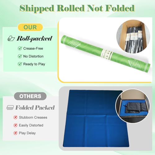 Shipped Rolled Mahjong Mat with Rules Without Creases, 3mm, 32.5" x 32.5" | Anti-Slip Rubber Base, Travel-ready with Carry Bag, Soft & Water-Repellent Surface, Noise-Reduce, for Poker & Card game - color: Green