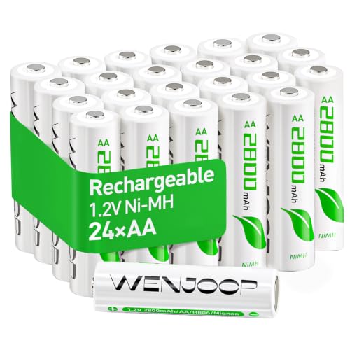 Rechargeable AA Batteries, 2800mAh High Capacity, NiMH AA Rechargeable Batteries 24Pack Double AA Batteries for Household, Toys & Gaming Controllers - Long Battery Life 1.2V Low Self Discharge - size: 24 Count