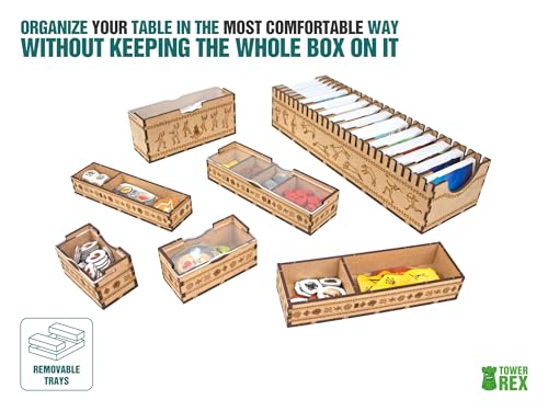 TowerRex Organizer for Paleo Board Game and Paleo Expansions, Board Game Insert, Token Tray, Card Holder, Board Game Accessories