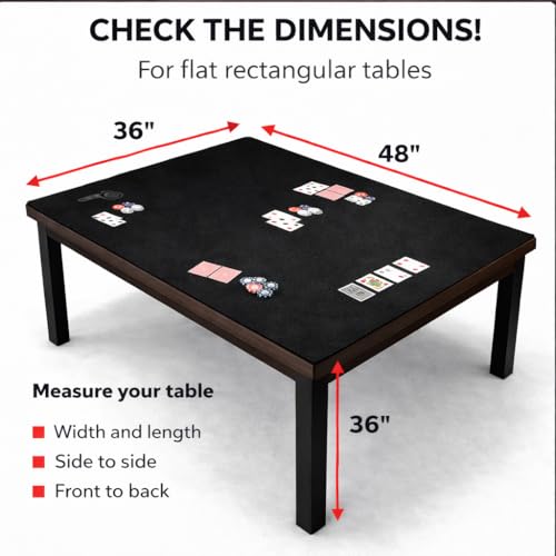 Board Game Mat 36 x 48 nches, Table Cover for Mahjong, Poker, Playing Cards, Tile Games, Dominoes, and RPG - Neoprene Gaming Playmat (Black, 36 x 48 Inches) - color: Black, size: Rectangle 36 x 48 inches