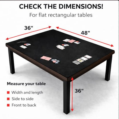 Board Game Mat 36 x 48 nches, Table Cover for Mahjong, Poker, Playing Cards, Tile Games, Dominoes, and RPG - Neoprene Gaming Playmat (Black, 36 x 48 Inches) - color: Black, size: Rectangle 36 x 48 inches