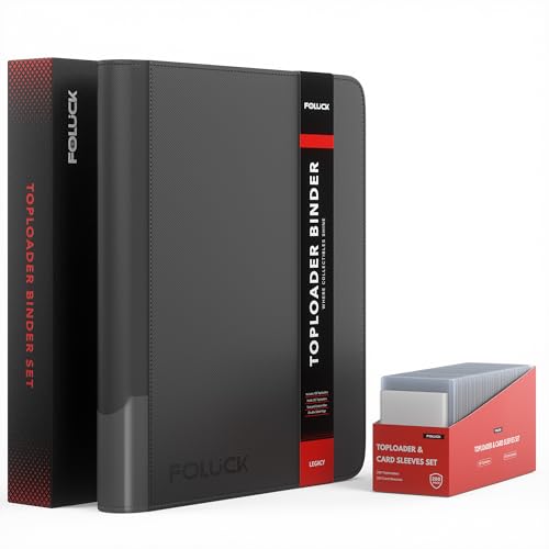 Foluck 9 Pocket Top Loader Binder Trading Card Binder Holds 252 Toploaders | 200Pcs Top Loaders & Card Sleeves Included, Comprehensive Protection, for Pokemon, TCG, MTG, Sports Cards - color: Black, size: 9 Pocket