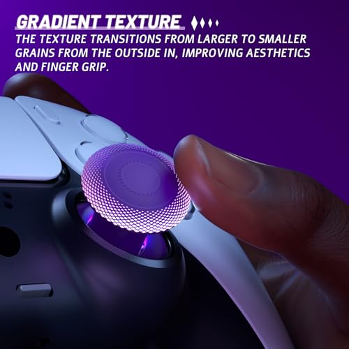 eXtremeRate ThumbsGear V3 Interchangeable Ergonomic Thumbsticks for PS5 Controller, Replacement Analog Thumb Sticks for PS4 Controller - 4 Height Adjustable Convex & Concave Grip Joysticks - Purple - color: Purple