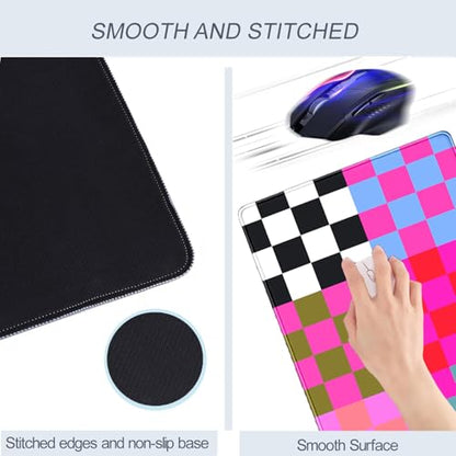 Checkered Desk Mat Pink Desk Matt for Desktop Desk Pad XXL Large Mouse Pad Deskmat Big Mousepad Keyboard Pad Mouse for Computer Cute Desk Accessories 31.5 X 15.7In - color: A6- Retro Checked