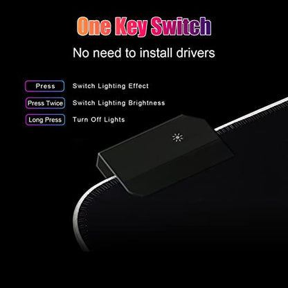RGB Large Gaming Mouse Pad, Extended Mouse Pad with 14 Lighting Modes, Superior Micro-Weave Cloth, Non-Slip Base, 800 x 300mm / 31.5 × 11.8 in (Milk Tea) - color: Milk Tea