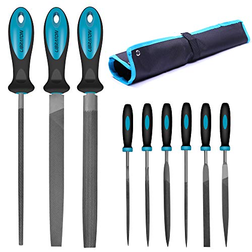LIBRATON Metal Files 9PCs, File Set for Metal, Needle Files, Files Rasps | Flat, Round, Half-Round Files for Metalworking, Metal, Woodworking, Wood, Carpentry - style: Metal File-9PCS