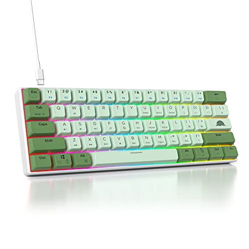 60% Mechanical Keyboard - Compact Gaming Keyboard with RGB Backlit, 61 Green Switch Keys, USB Wired for Windows Mac Laptop PC - color: 61 Matcha/Red Switch