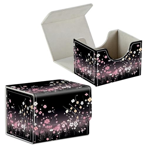 Card Deck Box for Trading Cards Commander Deck Box Card Storage Box with Strong Magnet Magic Premium Gathering Deck Box Cover for TCG CCG Magic Cards,Pink Flowers - color: Pink Flowers, size: A Card Case