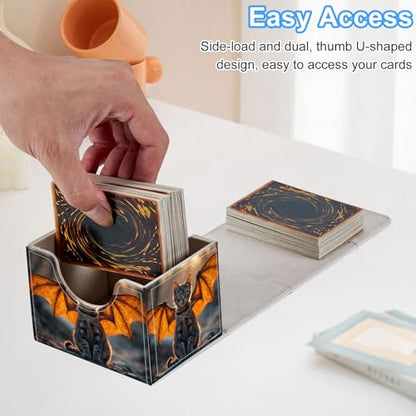 Cat with Wings Deck Box for MTG Commander | Holds 100+ Double-Sleeved Cards | Strong Magnetic TCG Card Case for Collectible Games - color: Cat with Wings