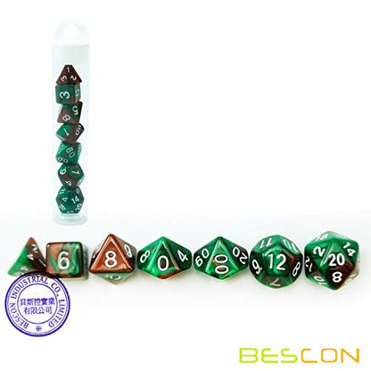 Bescon Mini Two Tone Polyhedral RPG Dice Set Camouflage, 10MM Small Dice Set D4-D20 - color: Camouflage