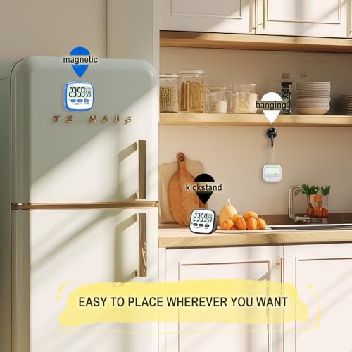 AyayaBoss 2-Pack Magnetic Kitchen Timers for Cooking, Digital Stop Watch Countdown Timer for Kids, Teachers, Classroom, Office, Exercise - Battery Included - color: Digital Timer 2 Pack - White