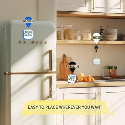 AyayaBoss 2-Pack Magnetic Kitchen Timers for Cooking, Digital Stop Watch Countdown Timer for Kids, Teachers, Classroom, Office, Exercise - Battery Included - color: Digital Timer 2 Pack - White