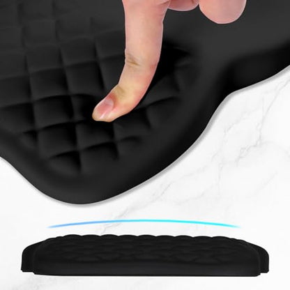 ITNRSIIET Ergonomic Mouse Pad Wrist Support with Memory Foam Massage Bulge & Non-Slip PU Base, Carpal Tunnel Pain Relief, Prevent Wrist Sweating, 12 x 8 x 1.2 inch, Black - color: Black