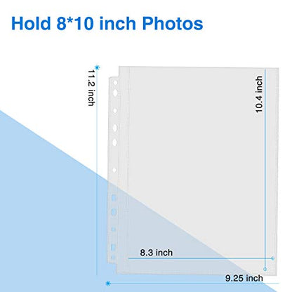Sooez 30 Pack 8x10 Photo Sleeves for 3 Ring Binder, Hold 60 Pictures | Heavy Duty Plastic Binder Sleeves, Photo Album Refill Pages, Acid Free Archival Page Protector, Binder Inserts for Postcard - size: 8x10" 1-Pocket