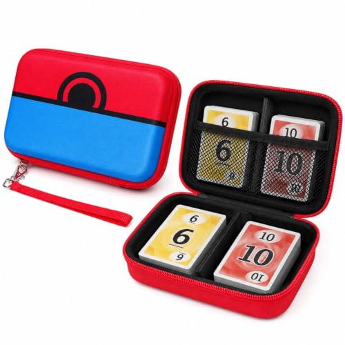 Cards Holder Case for PM TCG Cards/ for SKYJO/ for Five Crowns/ for UNO | Removable Divider, for 400 Cards, Organized Storage, Protects Your Beloved Rare Cards from Scratches or Dir, Box Only, Red - color: Red