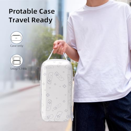 FIWWAT Carrying Case for Nintendo Switch 2 2025, 12 Game Card Slots, Large Capacity Hard Travel Protective Case for Switch 2 Console Accessories Pro Controller, Dock, White - color: White