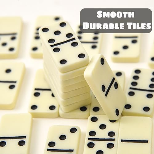 Dominoes Set for Adults,Dominos Set for Adults 28 Double Six Dominoes,Premium Dominos with Case