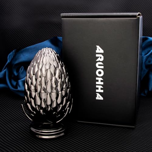 ARUOHHA DND Metal Dice Black Green Dragon Egg Dice with Rotating Dragon Egg Shell, Role Playing Game RPG Polyhedral D and D Dice Set D20 D12 D10 D8 D6 D4 - color: Black Green