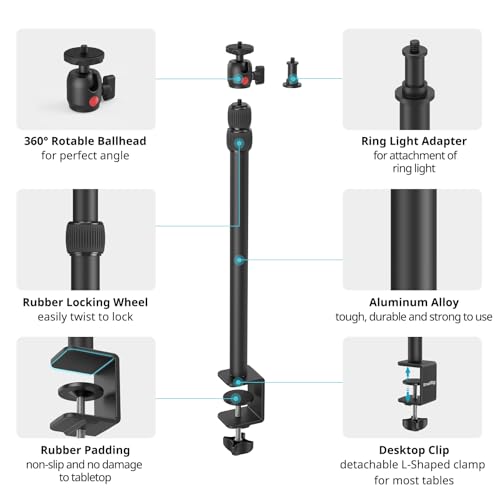 SMALLRIG Camera Desk Mount C Stand, 15"-35" Adjustable Desk Tripod Light Stand, Tabletop C Clamp for Webcam, DSLR Camera, Ring Light, Live Streaming, Photo Video Shooting - style: Clamp 3488