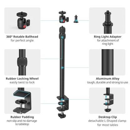 SMALLRIG Camera Desk Mount C Stand, 15"-35" Adjustable Desk Tripod Light Stand, Tabletop C Clamp for Webcam, DSLR Camera, Ring Light, Live Streaming, Photo Video Shooting - style: Clamp 3488
