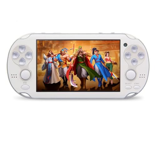 CZT Handheld Game Console - 4.3 inch Double Joystick, 8GB, 2200 Retro Games, Arcade, Multiple Emulator, Mini Portable Game Player, MP3/4, TV Out - Gifts for Children/Men (White) - color: White