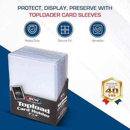 BCW 3x4 Topload Card Holder - Standard - 200ct | Rigid PVC Trading Card Protection for Baseball Cards, Football Cards, and Trading Cards Like Pokémon and MTG | Holds Cards Up to 20pts - size: 200 Pack