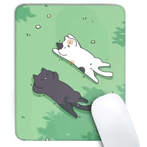 Cute Cat Square Mouse Pad,Black and White Cats Mouse Pads for Wireless Mouse Desk Accessories,10"X8"Travel Mousepad with Non-Slip Rubber Base, Stitched Edge Mouse Pads for Desk,Computers,Laptop,Office - color: S-2