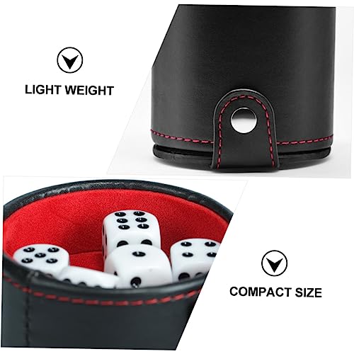 Vaguelly PU Leather Double-Layer Dice Cup Set Dices for Bar Games Portable Dice Storage Container for Game Evenings and KTV Parties