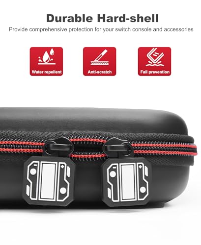 Switch 2 Case for Nintendo Switch 2 (2025)/Switch/OLED, 4-in-1 Bundle Kits for Switch 2, 3X Transparent Protective Cover+2X Screen Protectors+4X Thumb Caps, Accessories Set with Switch 2 Carrying Case - size: 4 in 1 Bundle Kit-Black