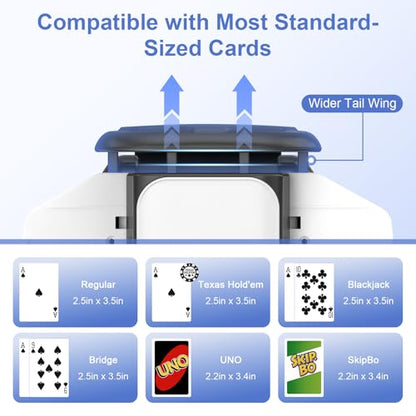 BEE&FLOWER Card Shuffler 2600mAh Rechargeable Auto-Stop Automatic Card Shuffler Low Noise Fits 1-2 Decks Compatible with Poker, UNO, Blackjack, Phase 10 | Black & White