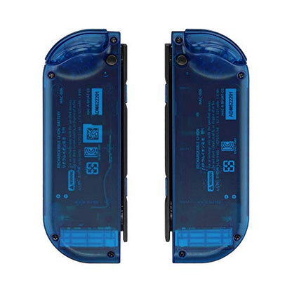 eXtremeRate Transparent Clear Blue Joycon Handheld Controller Housing (D-Pad Version) w/Full Buttons, DIY Replacement Shell Case for Nintendo Switch & Switch OLED Joy-Con – Console Shell NOT Included - color: Clear Blue