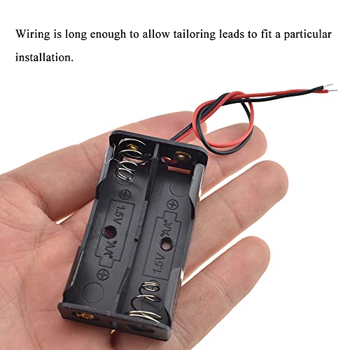 HAHIYO 3V AA Battery Holder Bundle Series with Wire Sturdy Clapm Flexible Springs Contact Build-in Harnesses Batteries Black Case Easy Install 8 Pieces for Wall Clocks Ham Radio Kids Toys - style: Without cover-2AA-8P