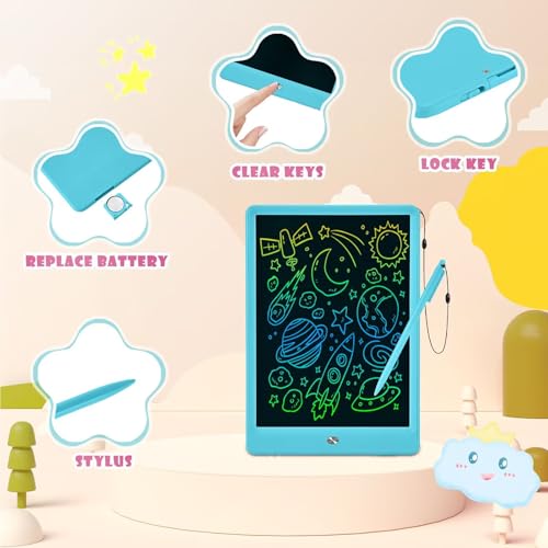 Toddler Boy Toys, Kids LCD Writing Tablet, Mess Free Coloring Books | 10 inch Drawing Pad, Travel Games, Educational Toys for 3-8 Years Old Boys and Girls, Kids Gifts - color: 10”blue