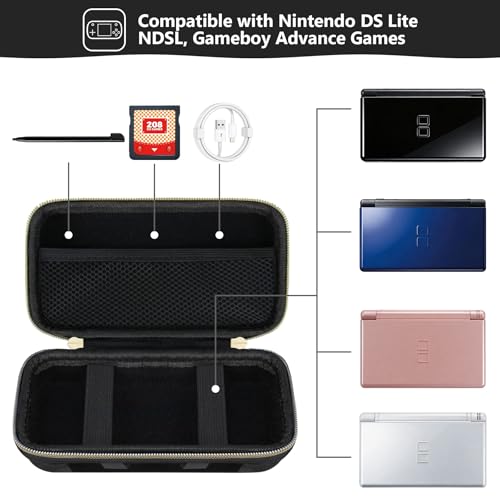 Supmay Hard Carrying Case Compatible with Nintendo DS Lite NDSL, Gameboy Advance Games Storage Holder Travel Bag with Mesh Pocket for USB Charging Cable, Stylus, Earphones, Game Cartridge, Black - color: Black Cube