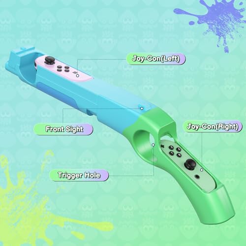 FASTSNAIL Switch Shooting Gun Controller Grips for Nintendo Switch 1/OLED | Replacement for Joy-Con Gun Holder, Switch Handle Kit, Ergonomic Design, Switch Controller Grip for Joycon 1, Blue & Green - color: Blue+Green