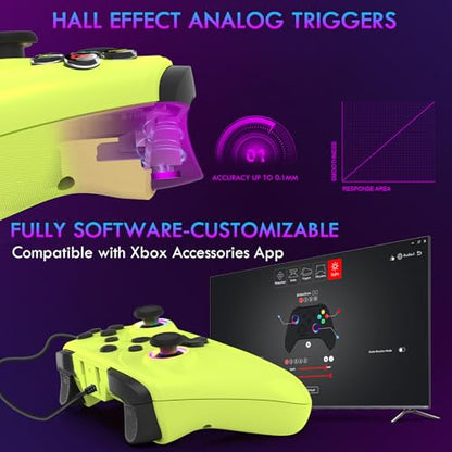 UGAME Wired Xbox Controller for X Box Series X S One PC PS4 Switch, Gaming Control Controllers with 1000Hz Polling Rate No Drift Stick, Custom Paddles Turbo RGB Light Remote, Green Gamepad - color: green