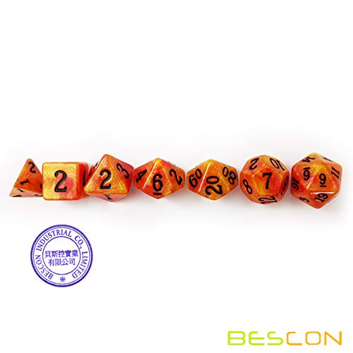 Bescon Magical Stone Dice Set Series, 7pcs Polyhedral RPG Dice Set Aura Stone, Polybag Packing - color: Aura Stone in Polybag