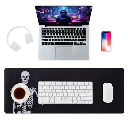 ALOANES Waterproof Gaming Mousepad Large Mouse Mat Non-Slip Rubber Base | Desk pad Keyboard Desk Mat for Computer, Office Home, Left Skeleton Mat Large(27.6" x11.8"x0.12") - color: Left Skeleton, size: 27.6L x 11.8W inches